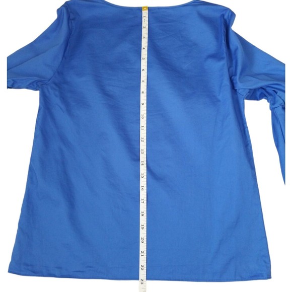 Jane and Delancey Blue Blouse Size Small Cotton 3/4 Bell Sleeve - Picture 12 of 12